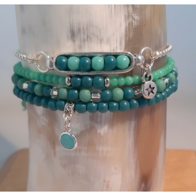 armband setje in blauwgroen/ turquoise armband setje in blauwgroen/ turquoise
